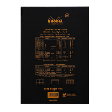 BLOC A4 BLACK RHODIA 80F 5*5 80G                  