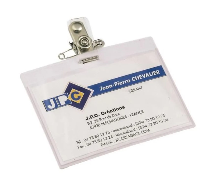 BADGE 95*75MM CLIP + EPINGLE EN HAUT              