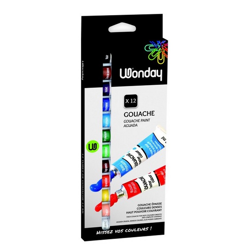 GOUACHE TUBES 12ML BTE DE 12 WONDAY