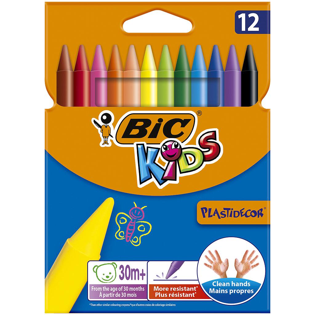CRAYONS DE COUL PLASTIDECOR BIC *12               