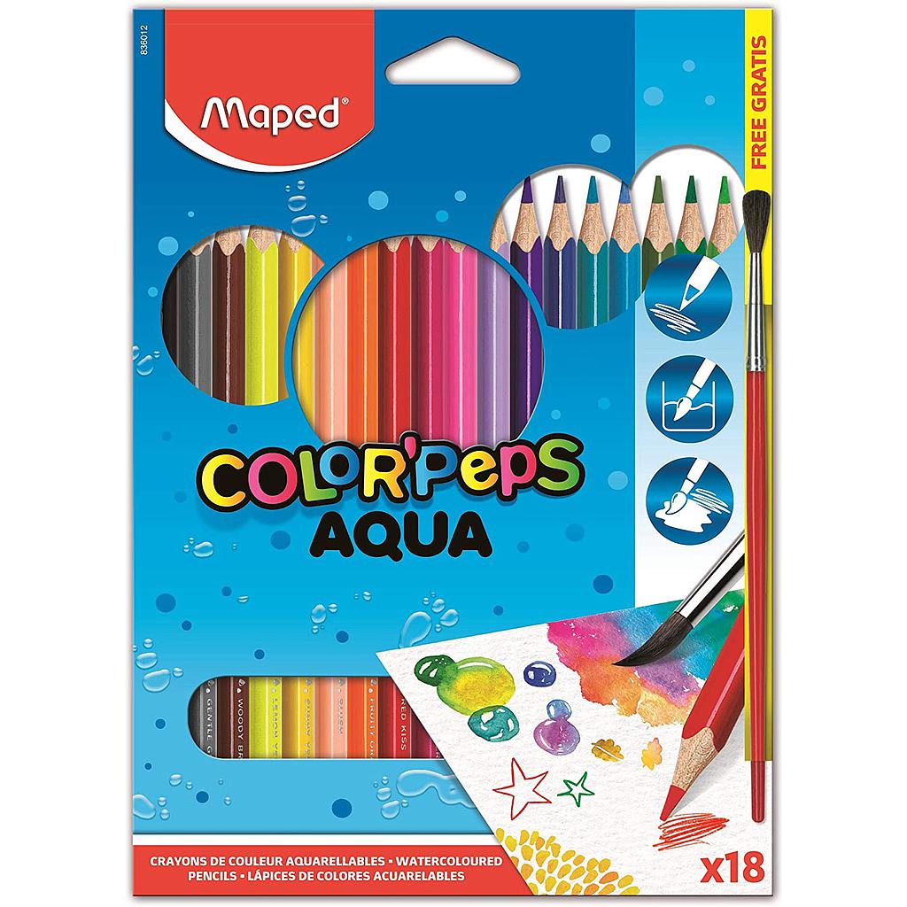 CRAYONS DE COUL AQUA*18 + PINCEAU                 