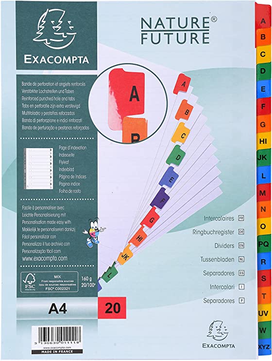 INTER CARTE MYLAR A4 20T ALPHA COUL               