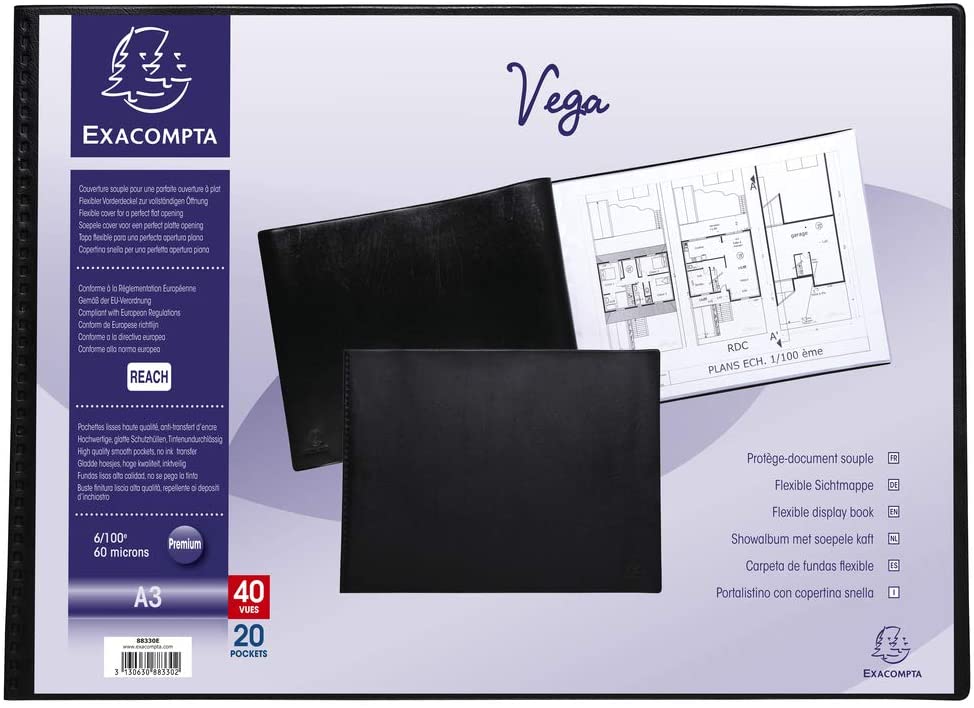 PORTE VUES PP A3 40VUES VEGA NOIR                 