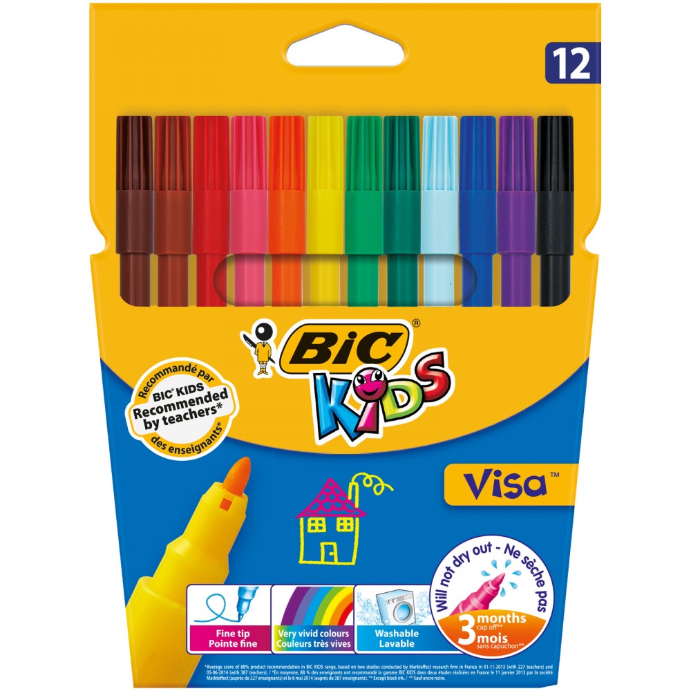 FEUTRES VISA FIN BIC POCH DE 12                   