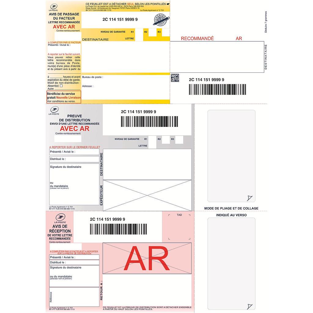 RECOMMANDE AR 150EX A4 LOT DE 150