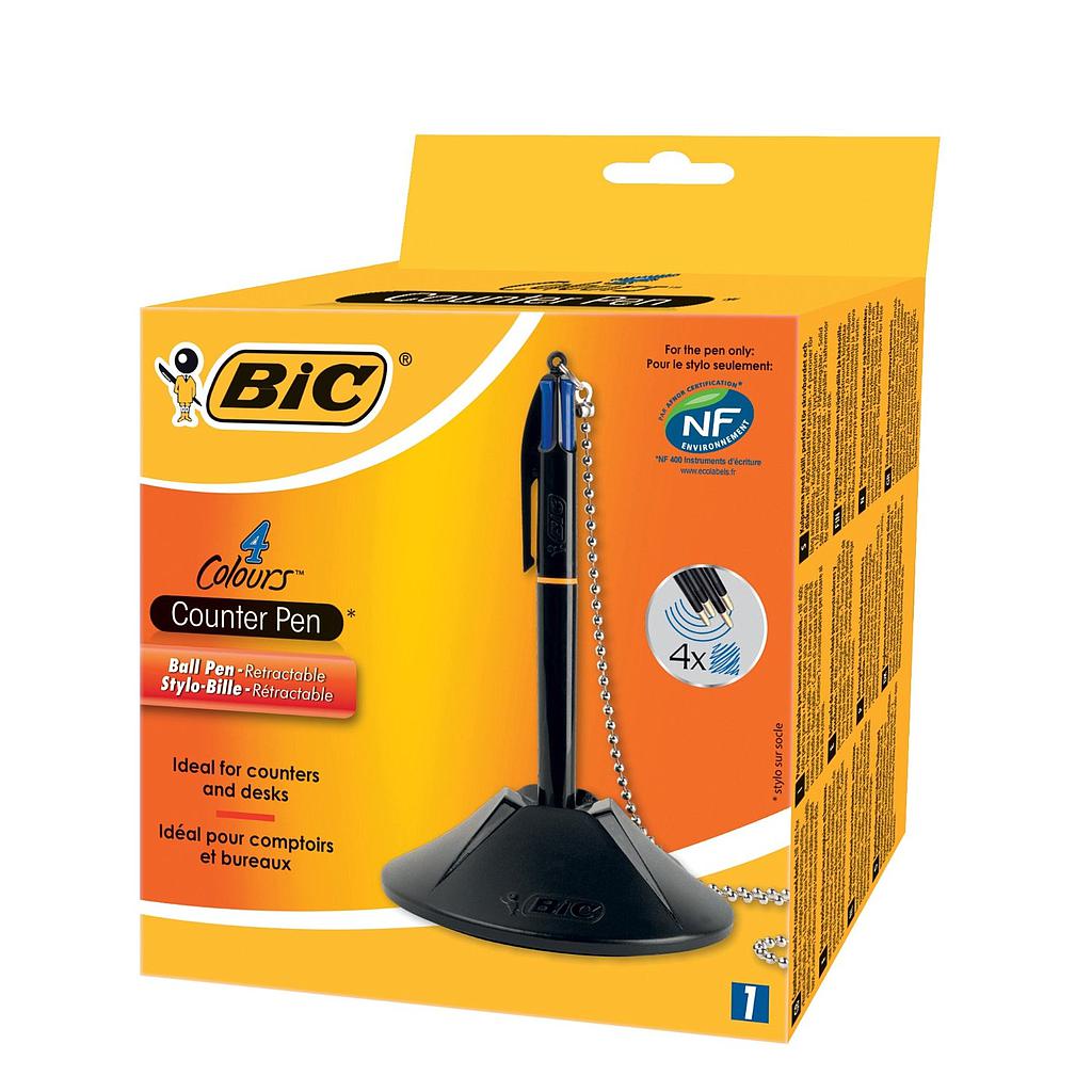 STYLO SUR SOCLE BIC 4 COUL BLEU