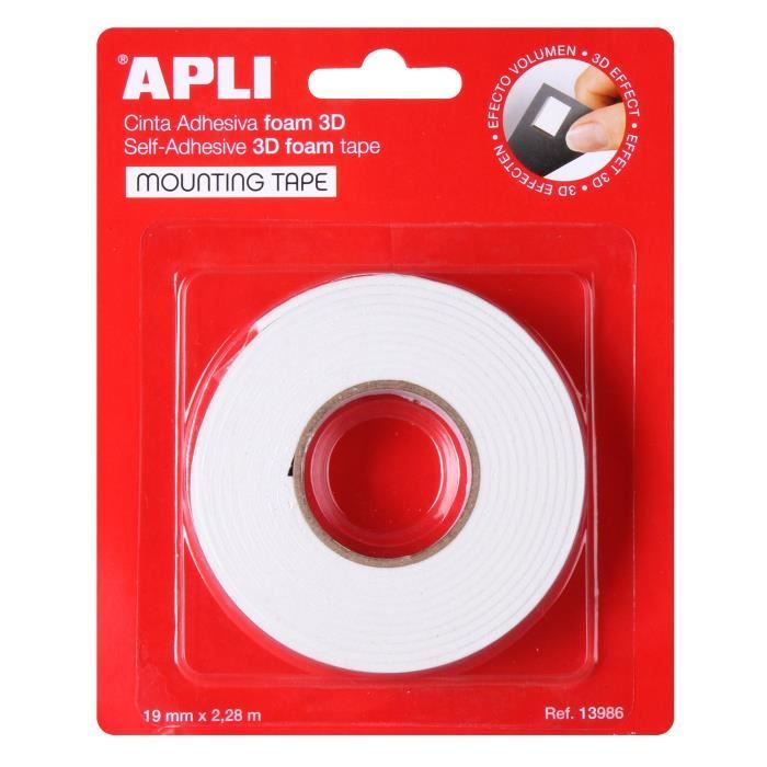 ADHESIF MOUSSE DBLE FACE 19MM*2.2M APLI