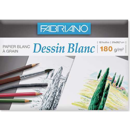 POCHETTE DESSIN 24*32 BLANC 180G FABRIANO