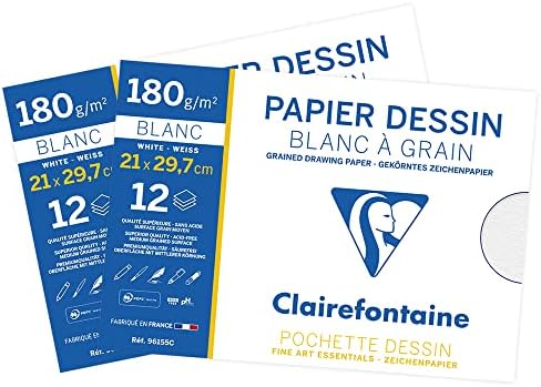 POCHETTE DESSIN A4 BLANC CLAIREFONTAINE 12