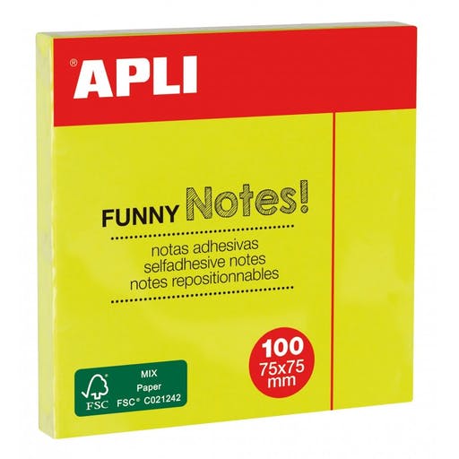 BLOC NOTE ADHESIF 75X75 JAUNE AGIPA