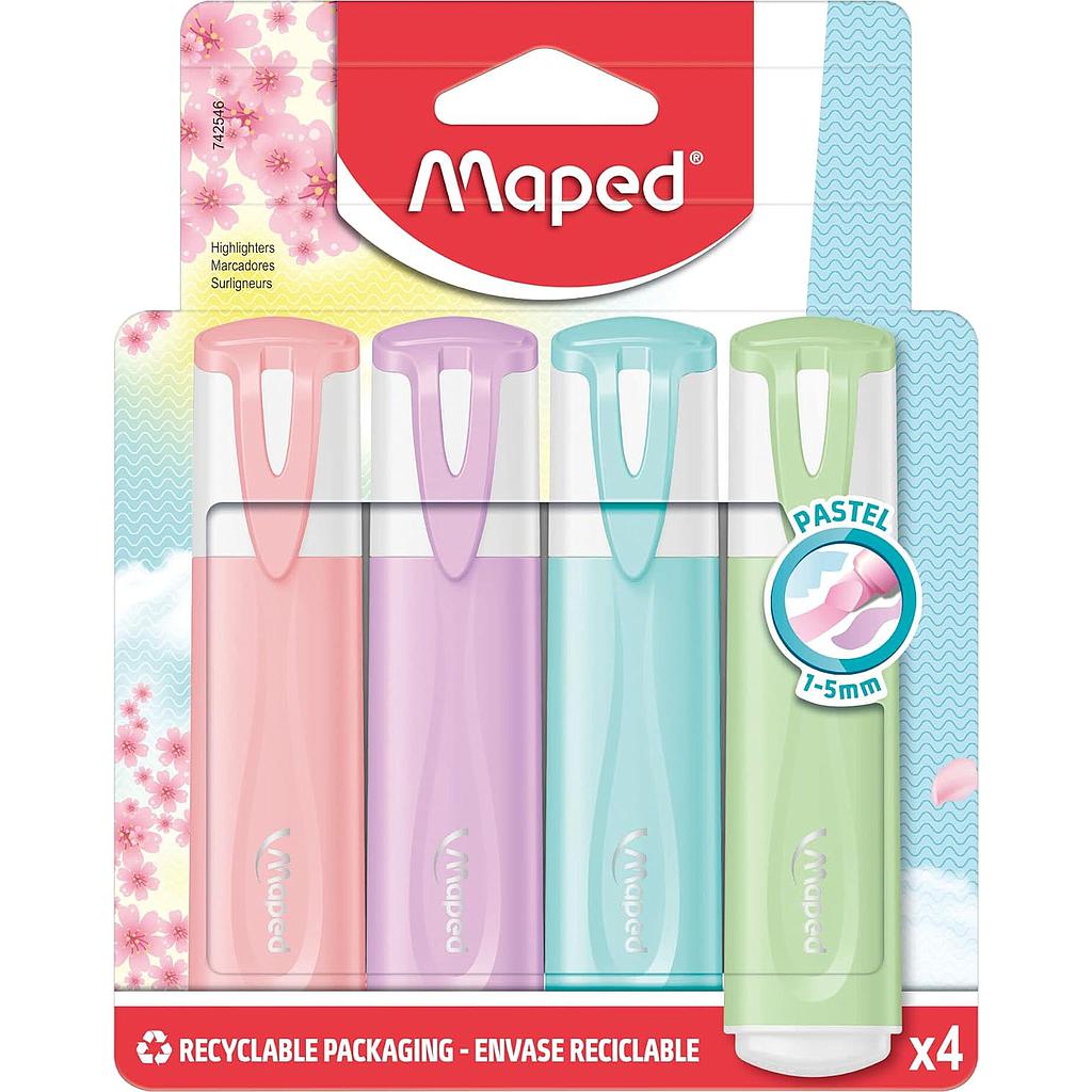 SURLIGNEURS POCHETTE 4 PASTEL MAPED