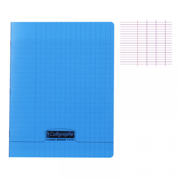 CAHIER 17*22 PIQ 192P SEYES 90G BLEU PP CALLI