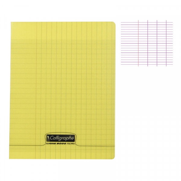 CAHIER 17*22 PIQ 192P SEYES 90G JAUNE PP CALLI