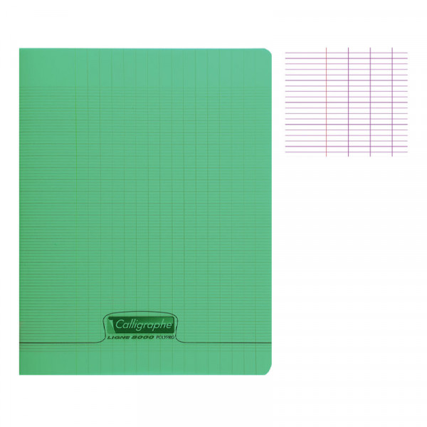 CAHIER 17*22 PIQ 192P SEYES 90G VERT PP CALLI