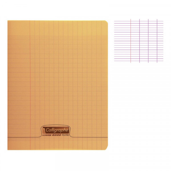 CAHIER 17*22 PIQ 192P SEYES 90G ORANGE PP CALLI