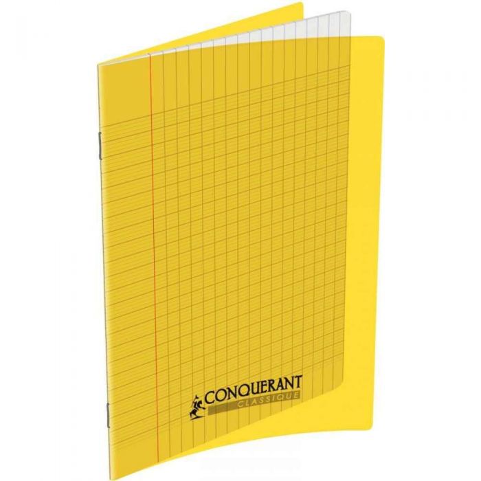 CAHIER 17*22 PIQ 96P SEYES 90G JAUNE PP CONQ7
