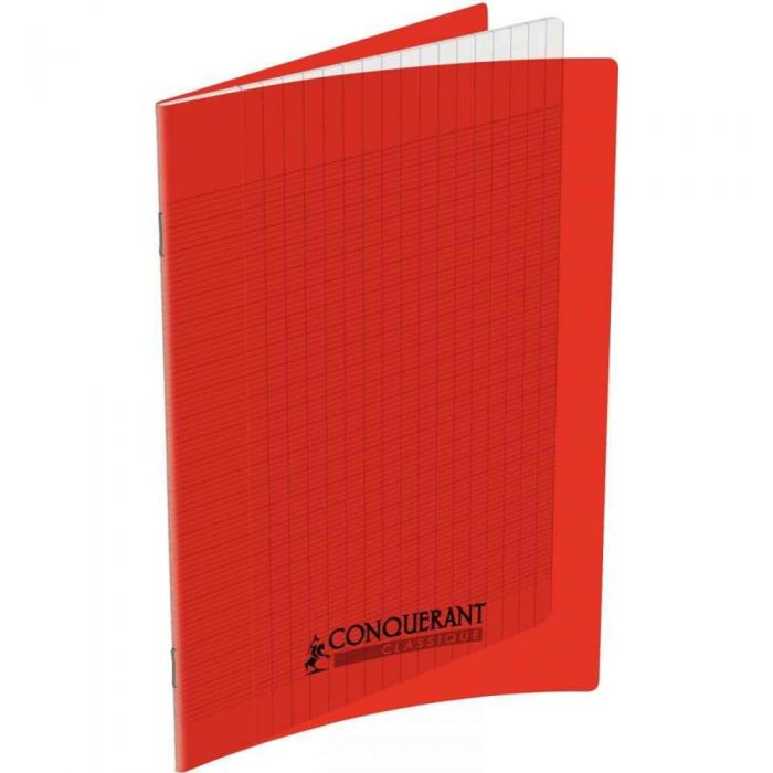 CAHIER 17*22 PIQ 96P SEYES 90G ROUGE PP CONQ7