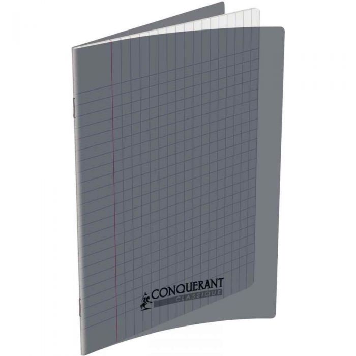 CAHIER 17*22 PIQ 96P SEYES 90G GRIS PP CONQ7