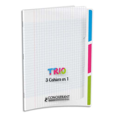 CAHIER 24*32 PIQ 96P SEYES PP INCOLORE TRIO 90G CONQ7