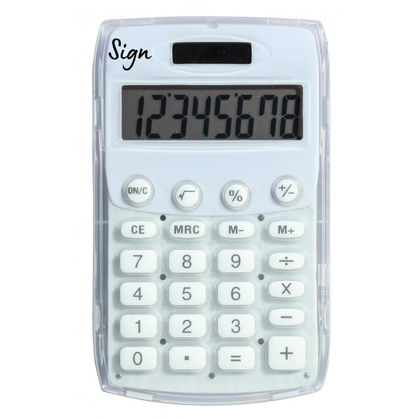 CALCULATRICE SIGN 8 CHIFFRES POCHE 11*7* BLANCHE