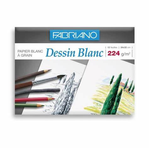 POCHETTE DESSIN 24*32 BLANC 224G FABRIANO