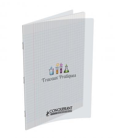 CAHIER 24*32 TP 96P COUV TRANSP PP SEYES +UNI 90G CONQ7
