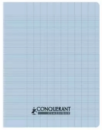 CAHIER 17*22 PIQ 96P SEYES 90G BLEU CIEL PP CONQ7