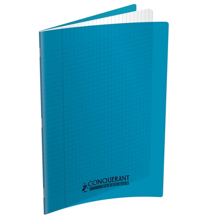 CAHIER 24*32 PIQ 96P SEYES PP TURQUOISE 90G CONQ7