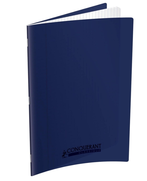 CAHIER 24*32 PIQ 96P SEYES PP BLEU MARINE 90G CONQ7