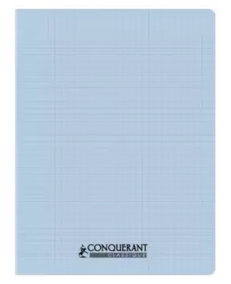 CAHIER 24*32 PIQ 96P SEYES PP BLEU CIEL 90G CONQ7