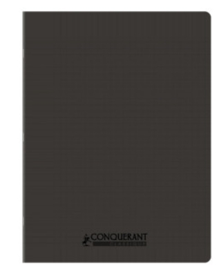 CAHIER 24*32 PIQ 96P SEYES PP NOIR 90G CONQ7