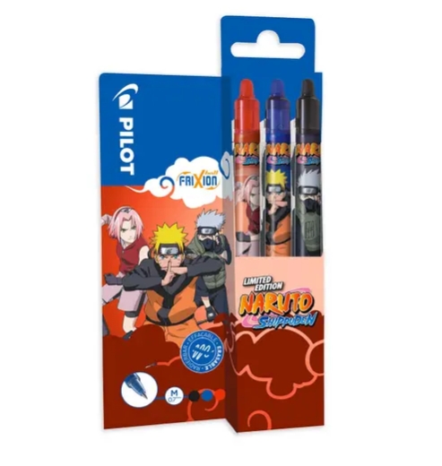 FRIXION CLICKER 0.7 POCH DE 3 NARUTO BLEU ROUGE NOIR BLEU PILOT  ED LIMITEE