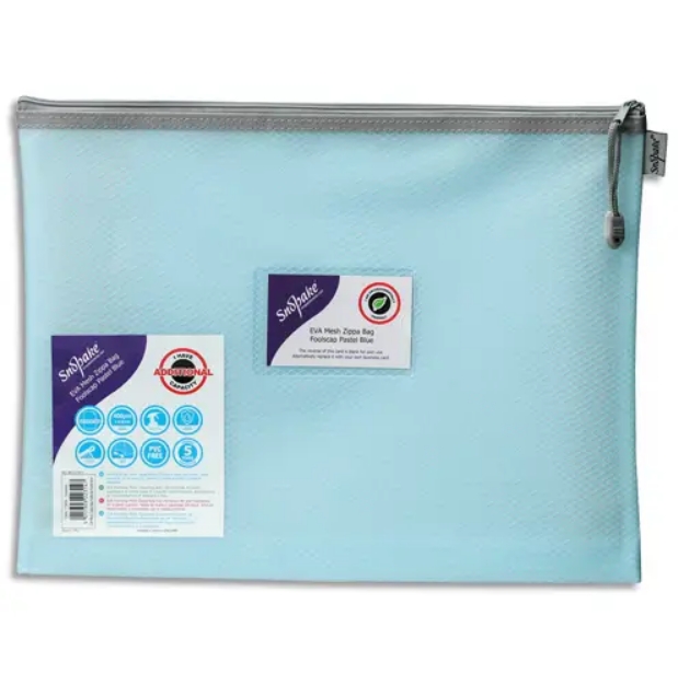 POCHETTE 28X36X50 ZIP BLEU PASTEL UNITE