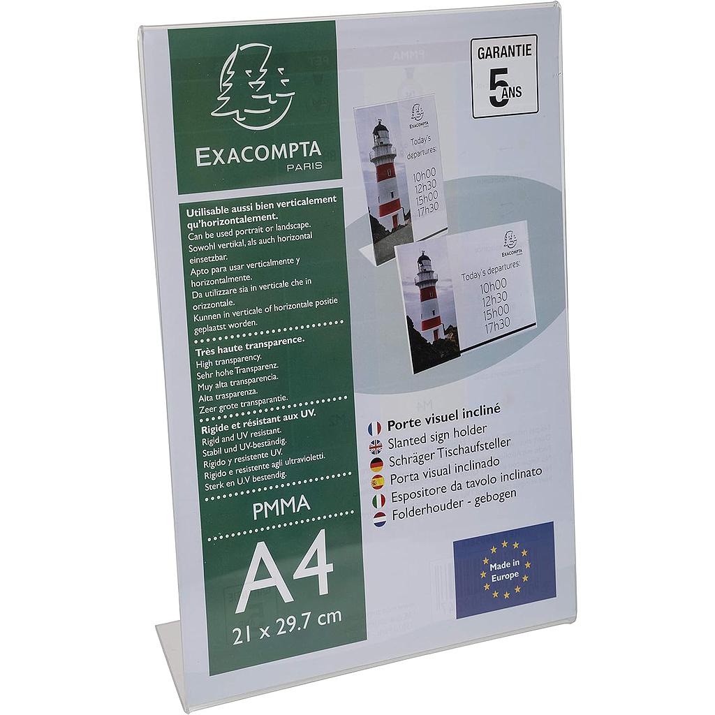 PRESENTOIR DE TABLE A4 INCLINÉ  CRISTAL PP