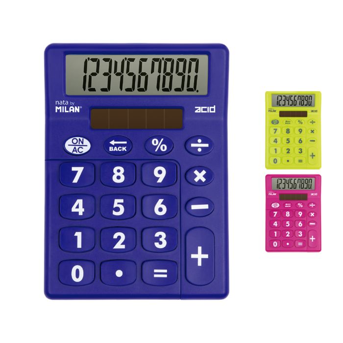 CALCULATRICE MILAN POCHE 10 CHIFFRES CLR VIVES ASST 14.5X10.5X2.8CM