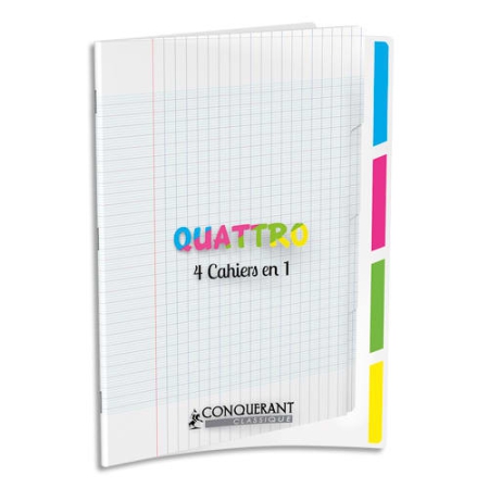 CAHIER 24*32 PIQ 96P SEYES PP INCOLORE QUATTRO 90G CONQ7